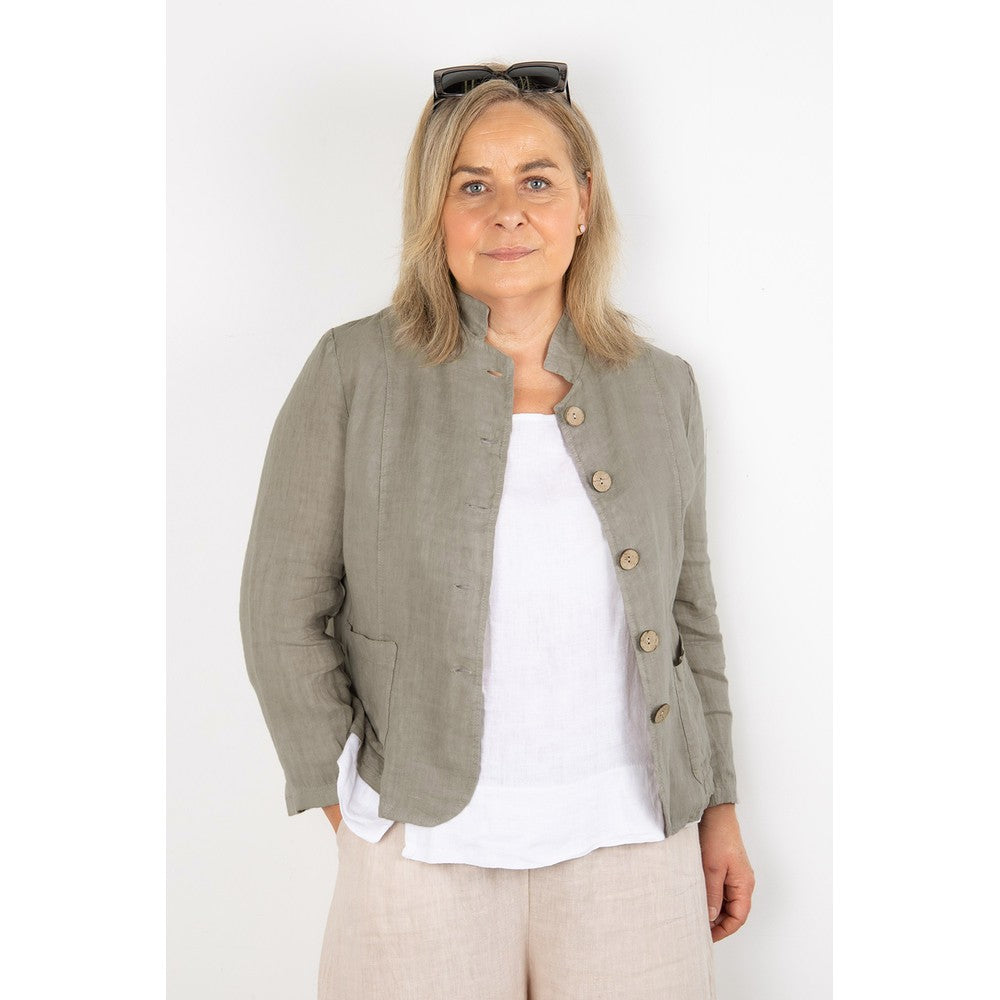 KATIA FRONT POCKET SHORT LINEN JACKET