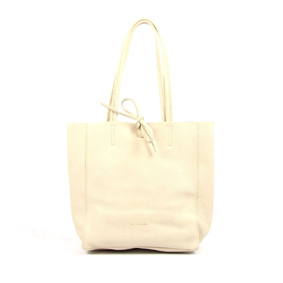 SMALL LEATHER TOTE BAG | CREAM