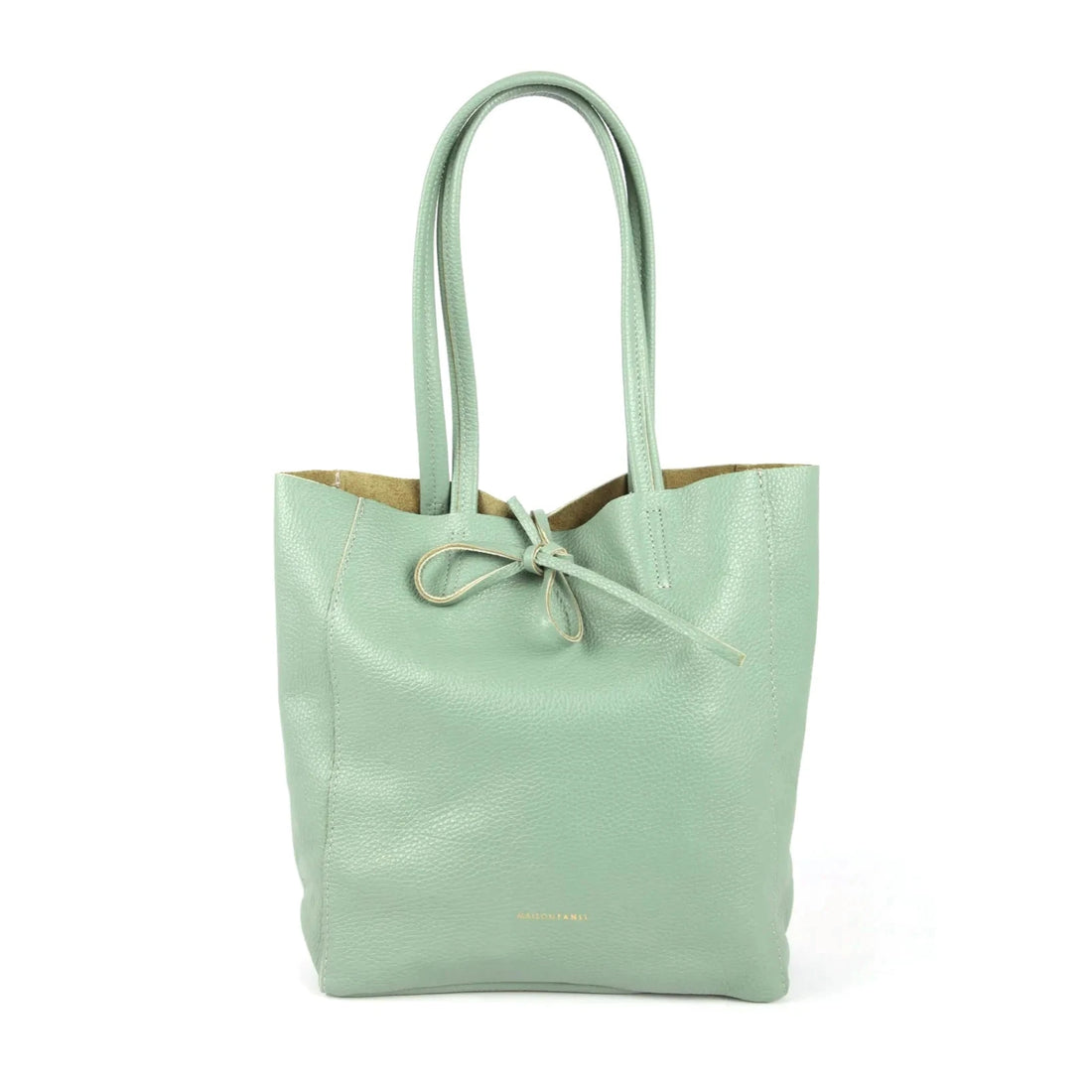 SMALL LEATHER TOTE BAG | EAU DE NIL