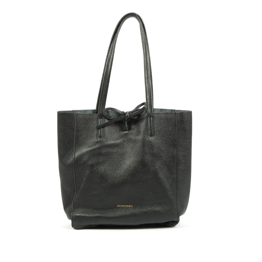 SMALL LEATHER TOTE BAG | BLACK