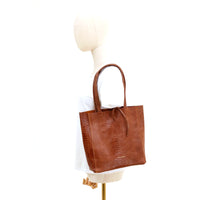 SMALL LEATHER TOTE BAG | CAMEL PYTHON