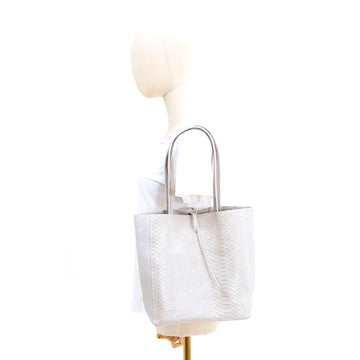 SMALL LEATHER TOTE BAG | CREAM PYTHON