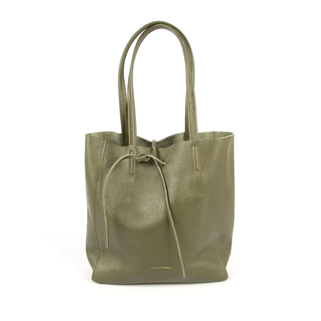 SMALL LEATHER TOTE BAG | KHAKI