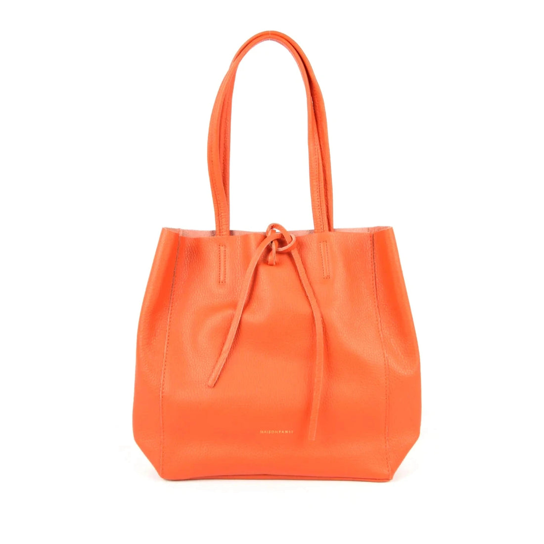 SMALL LEATHER TOTE BAG | ORANGE