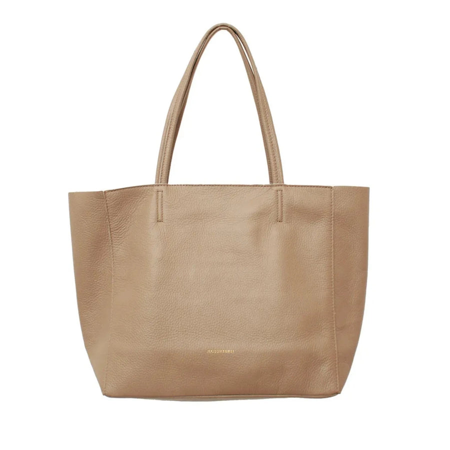 LEATHER TOTE BAG | TAUPE