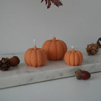 SET 3 TEXTURED PUMPKIN TRIO CANDLE | ORANGE