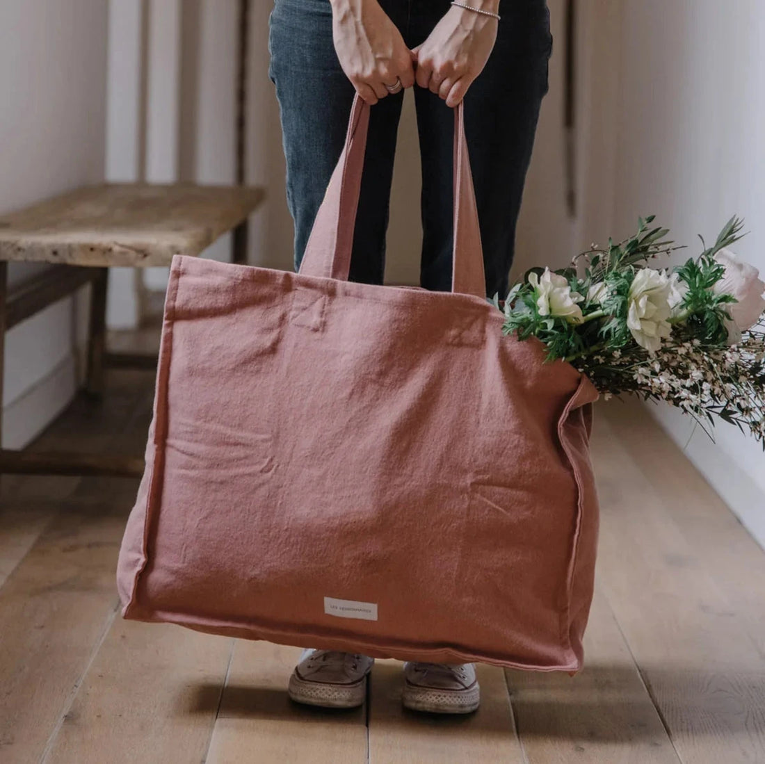 LARGE ORGANIC COTTON TOTE BAG | RUST RED