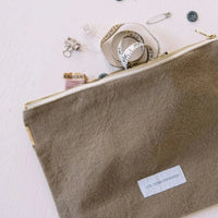 ORGANIC COTTON LARGE POUCH | TAUPE