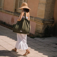 LARGE ORGANIC COTTON TOTE BAG | CAPER GREEN