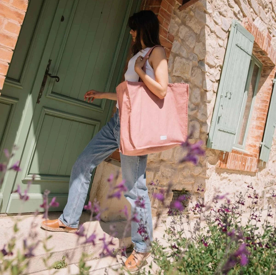 LARGE ORGANIC COTTON TOTE BAG | ROSEWOOD