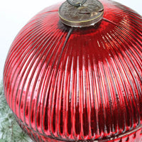 GIANT RED GLASS BAUBLE BOWL WITH LID