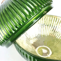 GIANT GREEN GLASS BAUBLE BOWL WITH LID