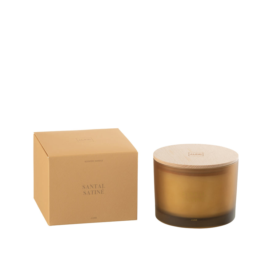 LARGE SCENTED 3 WICK CANDLE IN FROSTED GLASS |  SANTAL SATINE