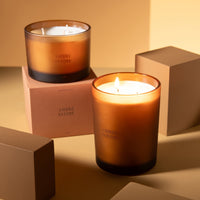 LARGE SCENTED 3 WICK CANDLE IN FROSTED GLASS |  AMBRE INTIME