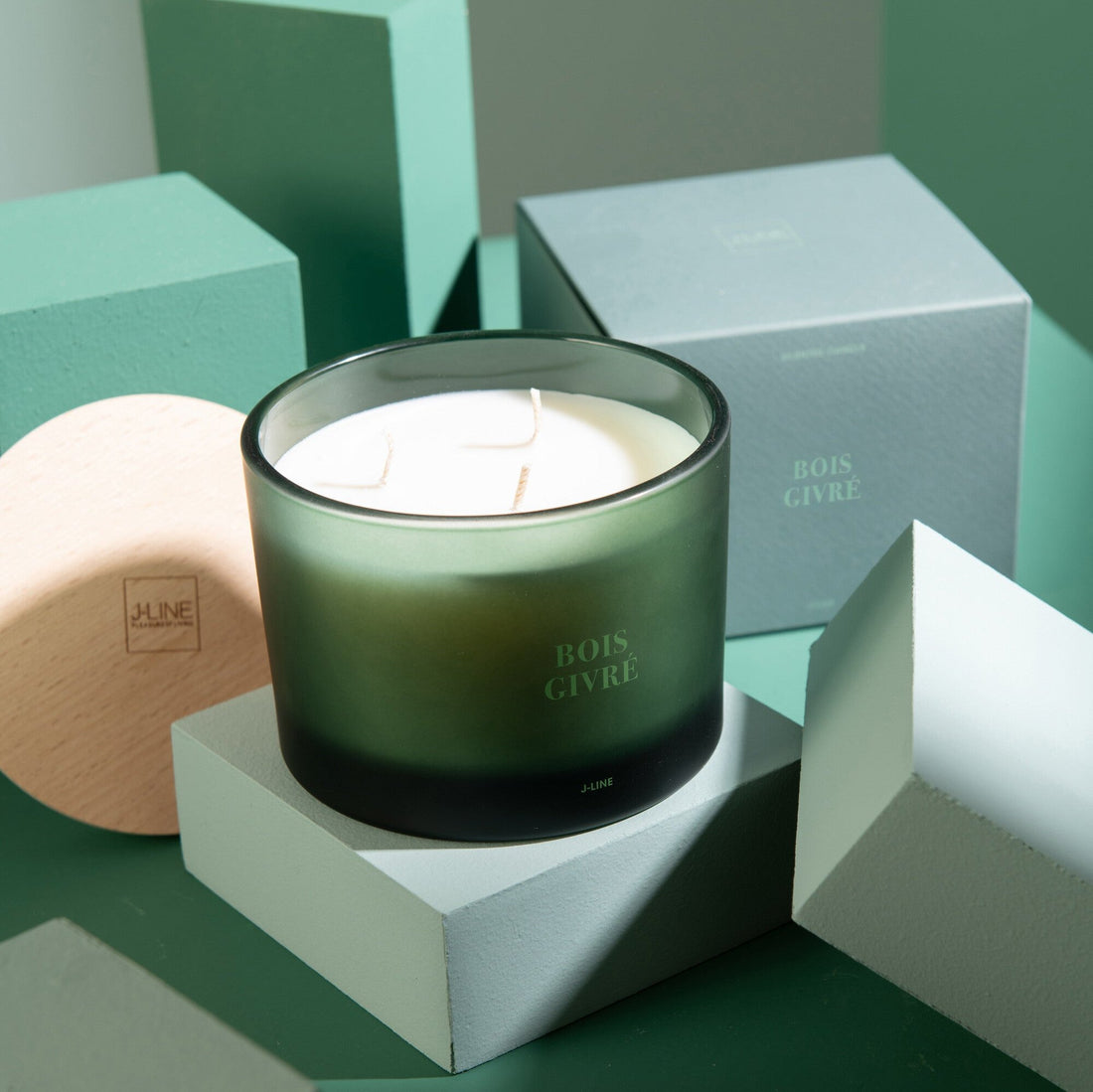 LARGE SCENTED 3 WICK CANDLE IN FROSTED GLASS |  BOIS GIVRE