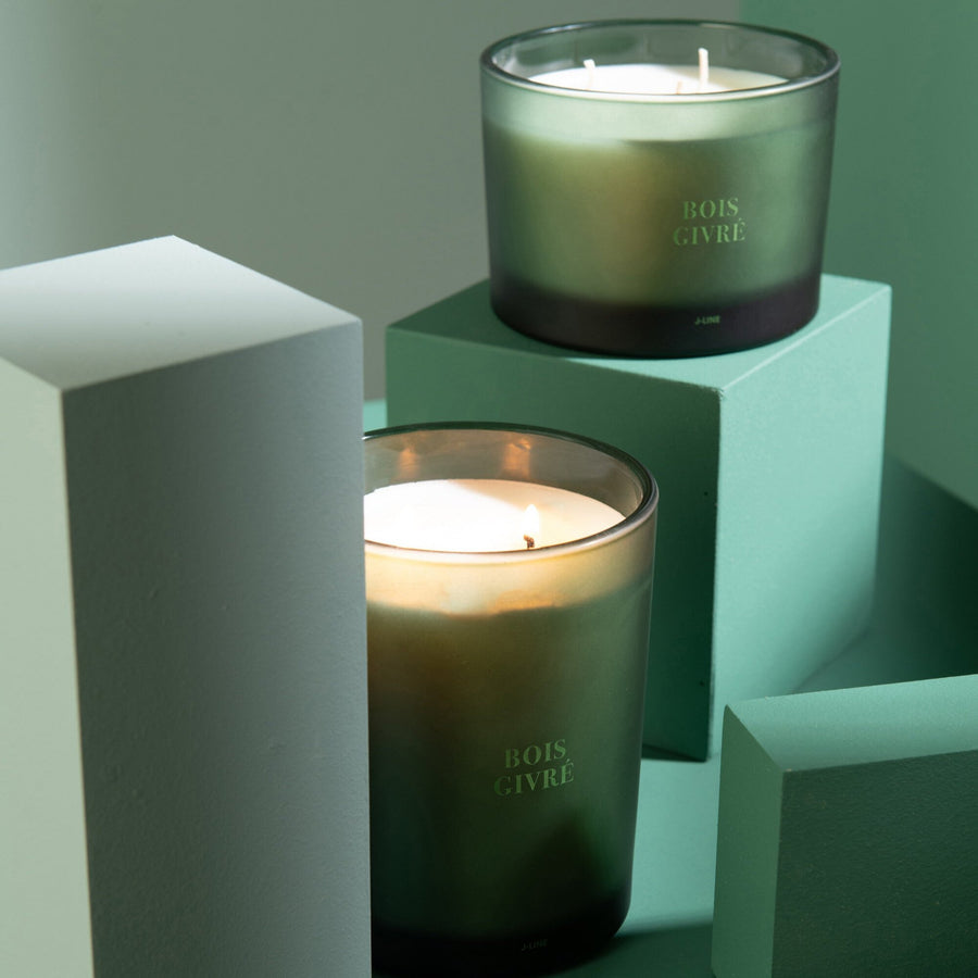 LARGE SCENTED 3 WICK CANDLE IN FROSTED GLASS |  BOIS GIVRE