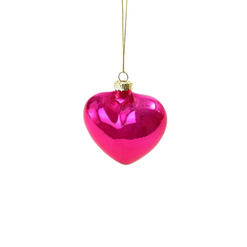 SMALL PEARLY GLASS HEART BAUBLE | PINK