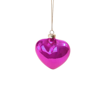 SMALL PEARLY GLASS HEART BAUBLE | PURPLE