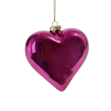 PEARLY GLASS HEART BAUBLE | PURPLE