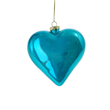 PEARLY GLASS HEART BAUBLE | BLUE