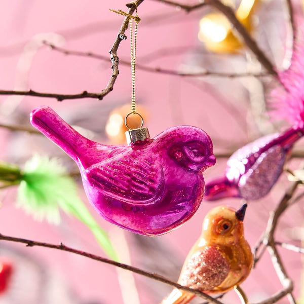 GLASS BIRD BAUBLE | PINK