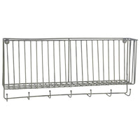 ZINC WALL BASKET WITH 7 HOOKS