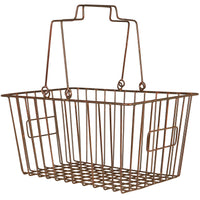 WIRE STACKABLE SHOPPING BASKET WITH FOLDING HANDLES