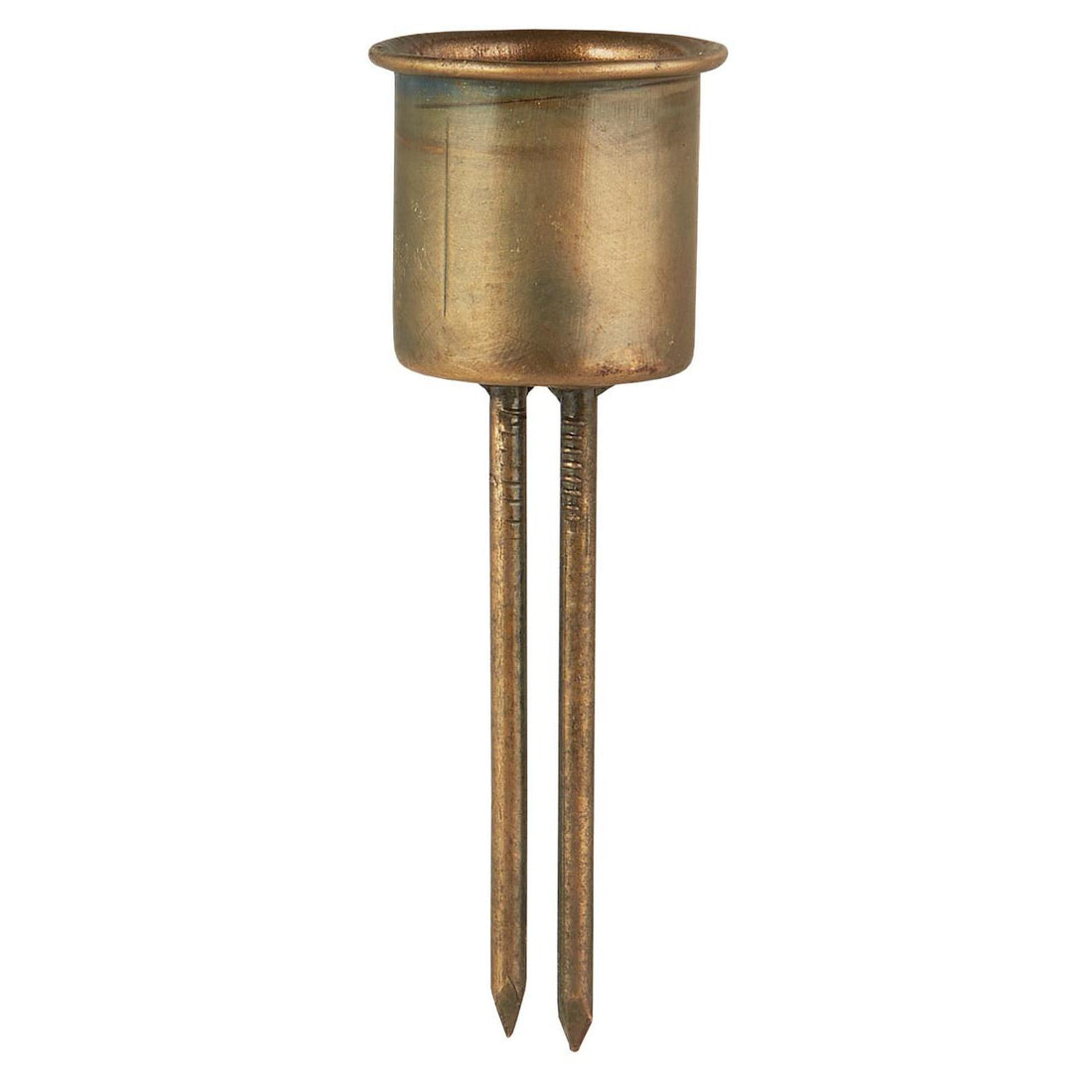 DINNER CANDLE SHORT WITH 2 SPEARS  | BRASS