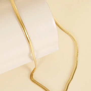 FLAT SNAKE CHAIN 18k GOLD PLATED NECKLACE