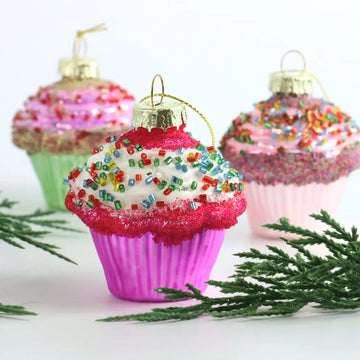 CUPCAKE GLASS BAUBLE