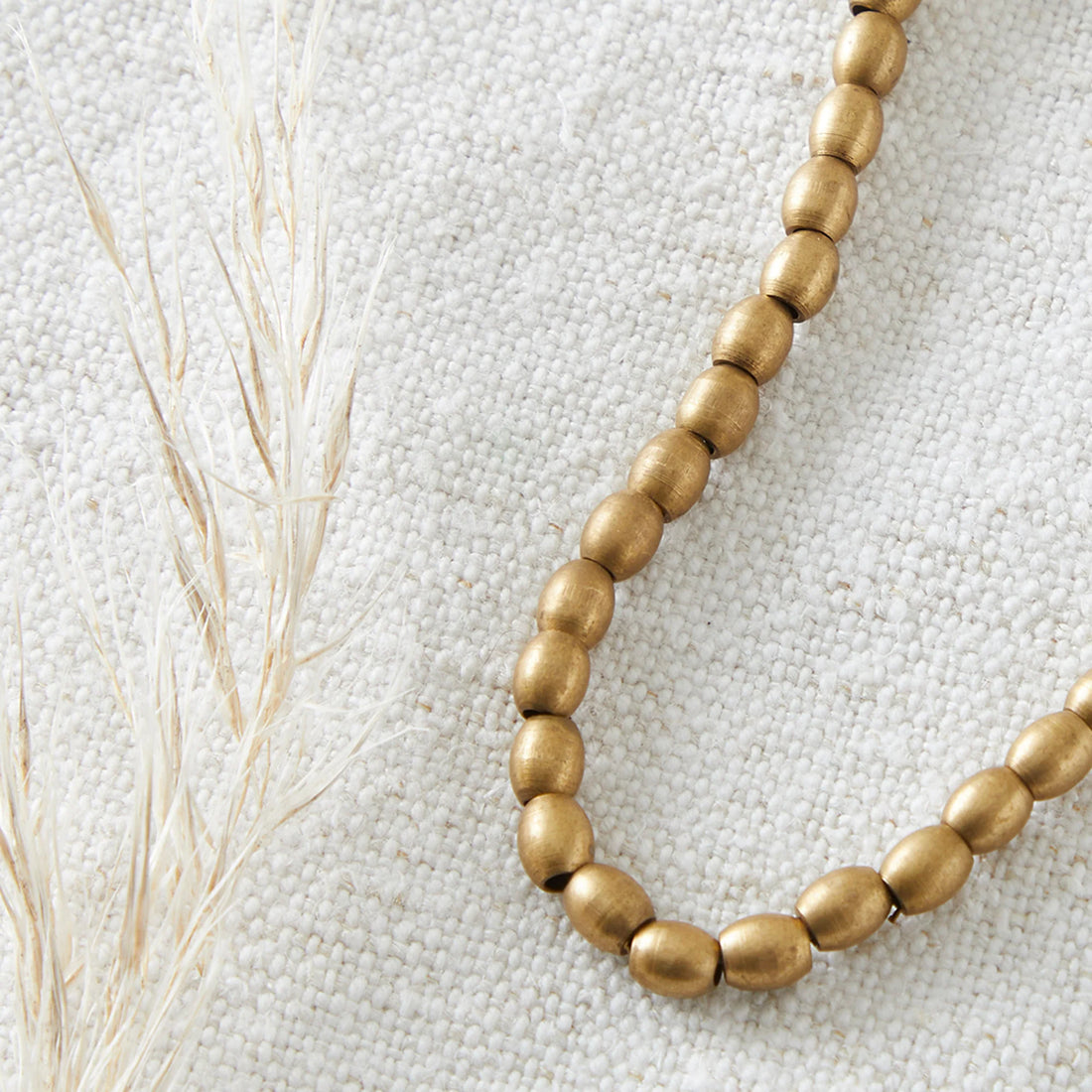 CHANDRA HANDMADE MINIMALIST BRASS BEAD NECKLACE | SMALL OVAL