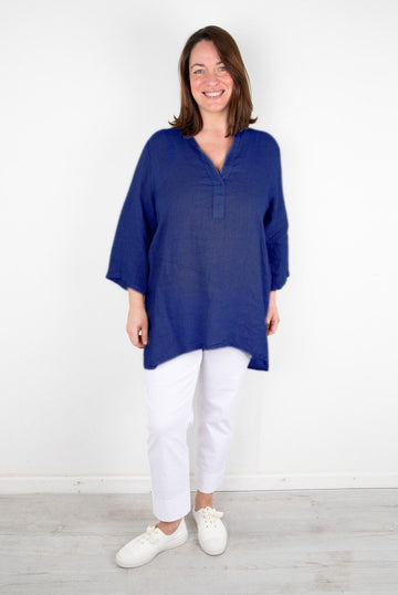 JENNY OVERSIZED LINEN GRANDAD SHIRT