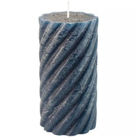 RUSTIC TWISTED PILLAR CANDLE | INKY BLUE