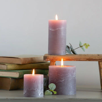 RUSTIC PILLAR CANDLE | GREY