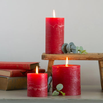 RUSTIC PILLAR CANDLE | RED