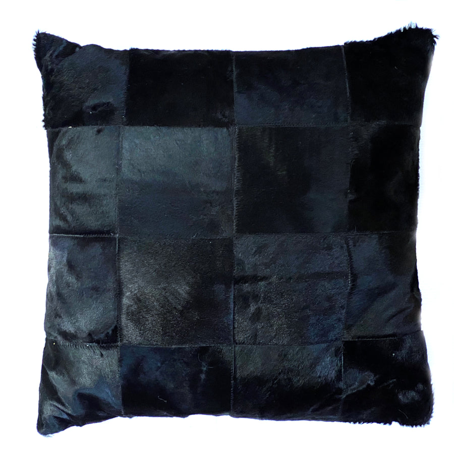 BLACK HIDE PATCHWORK CUSHION