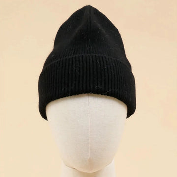 RIBBED CASHMERE HAT | BLACK