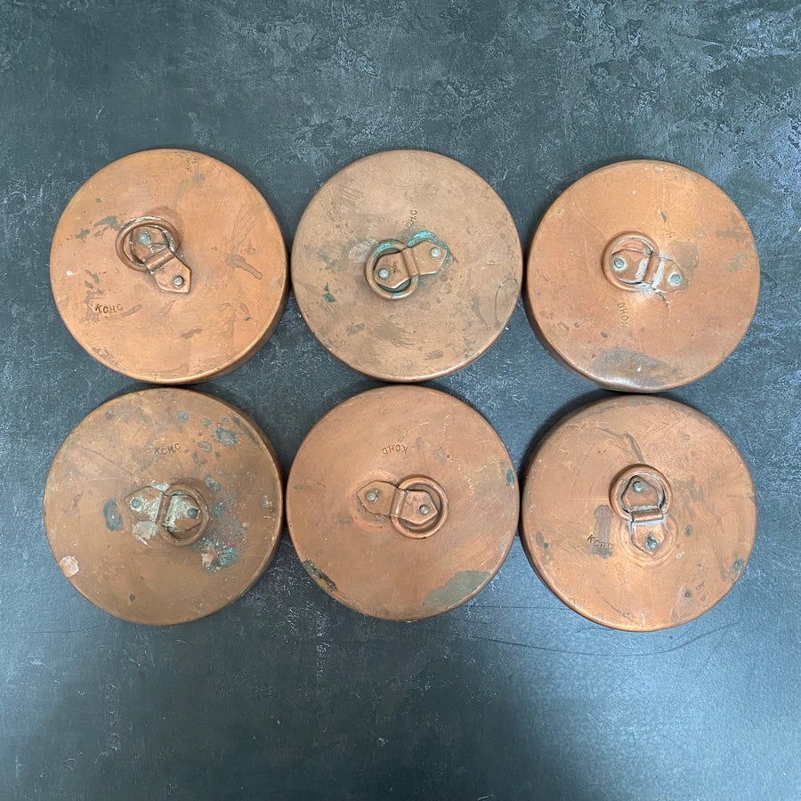 SET 6 VINTAGE COPPER LIDS