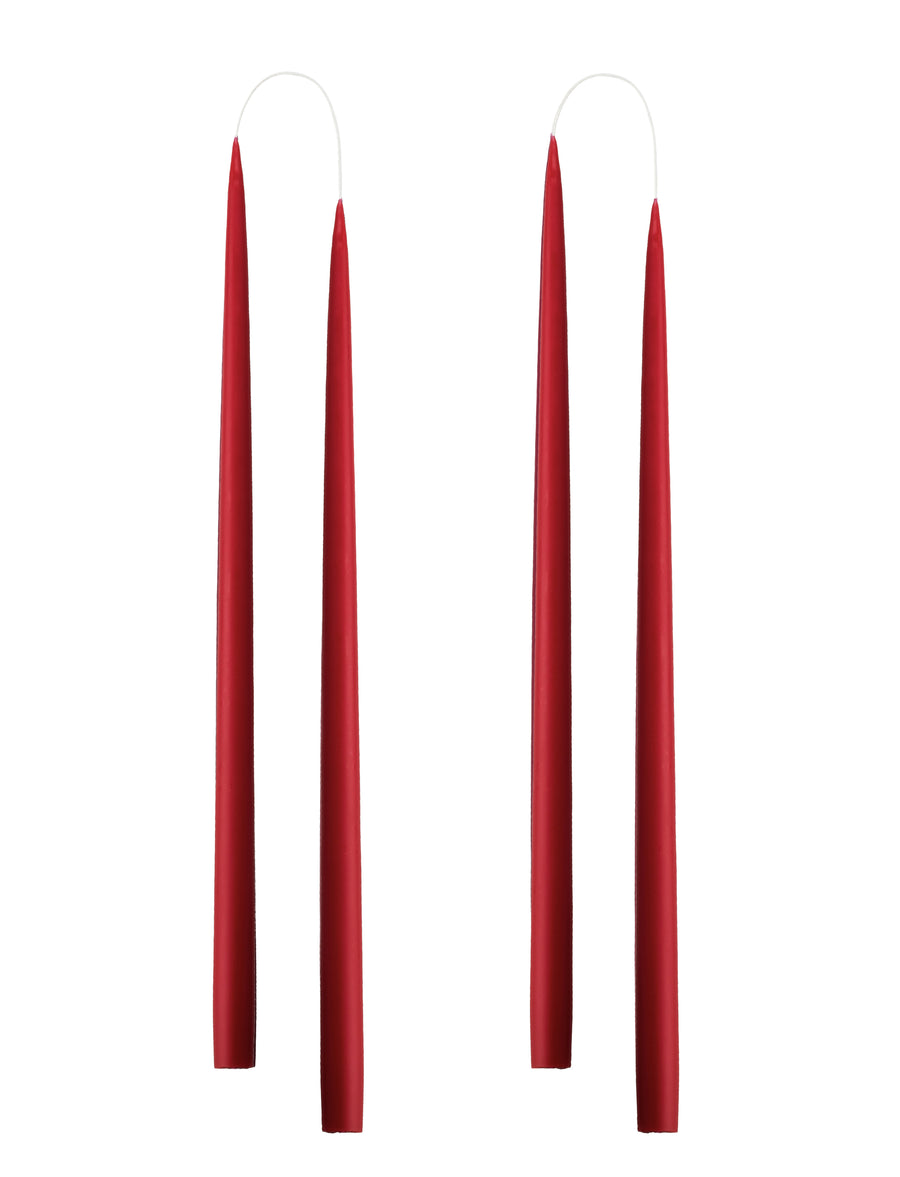 PACK 4 HAND DIPPED DYED 45cm CANDLES | DARK RED