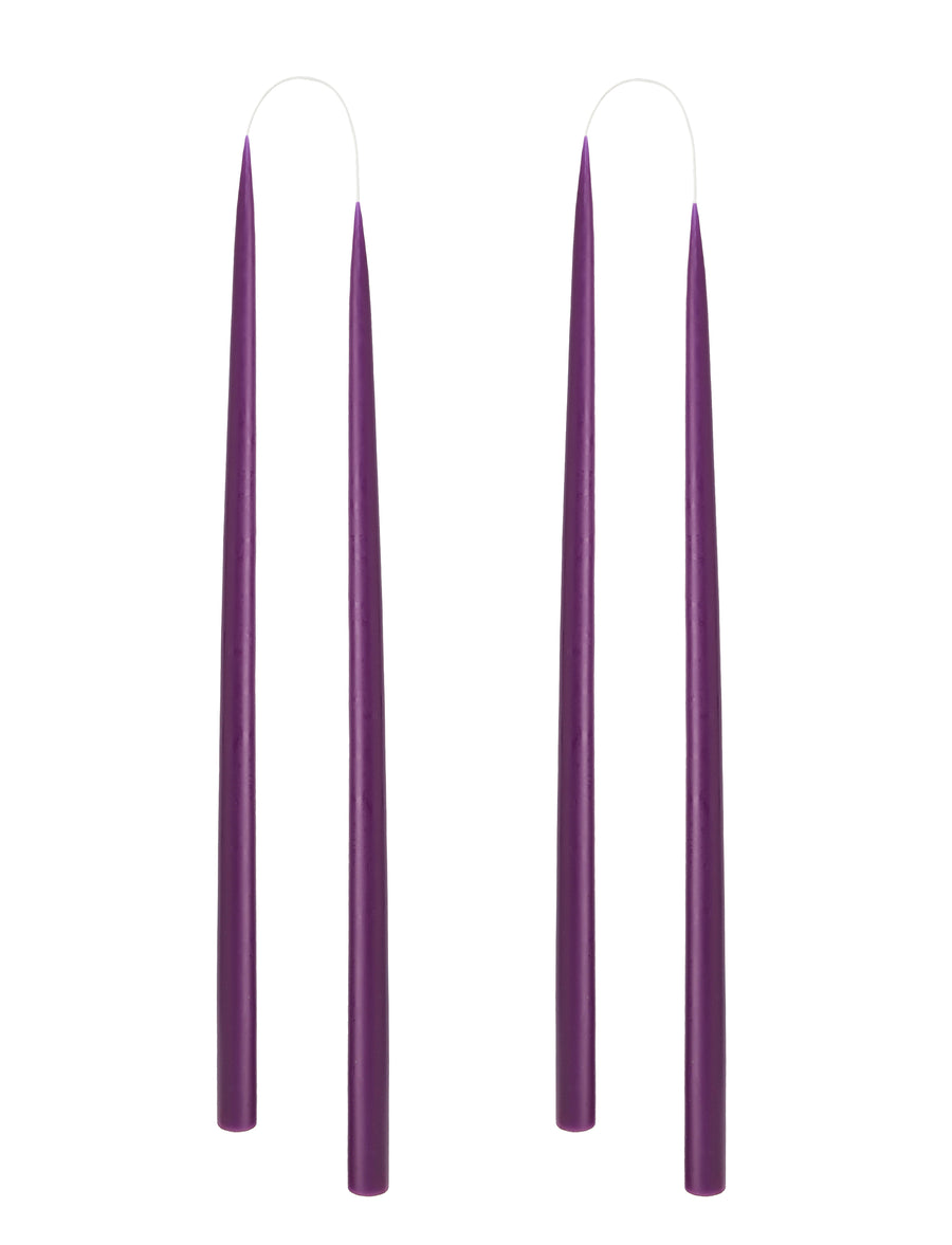 PACK 4 HAND DIPPED DYED 45cm CANDLES | VIOLET