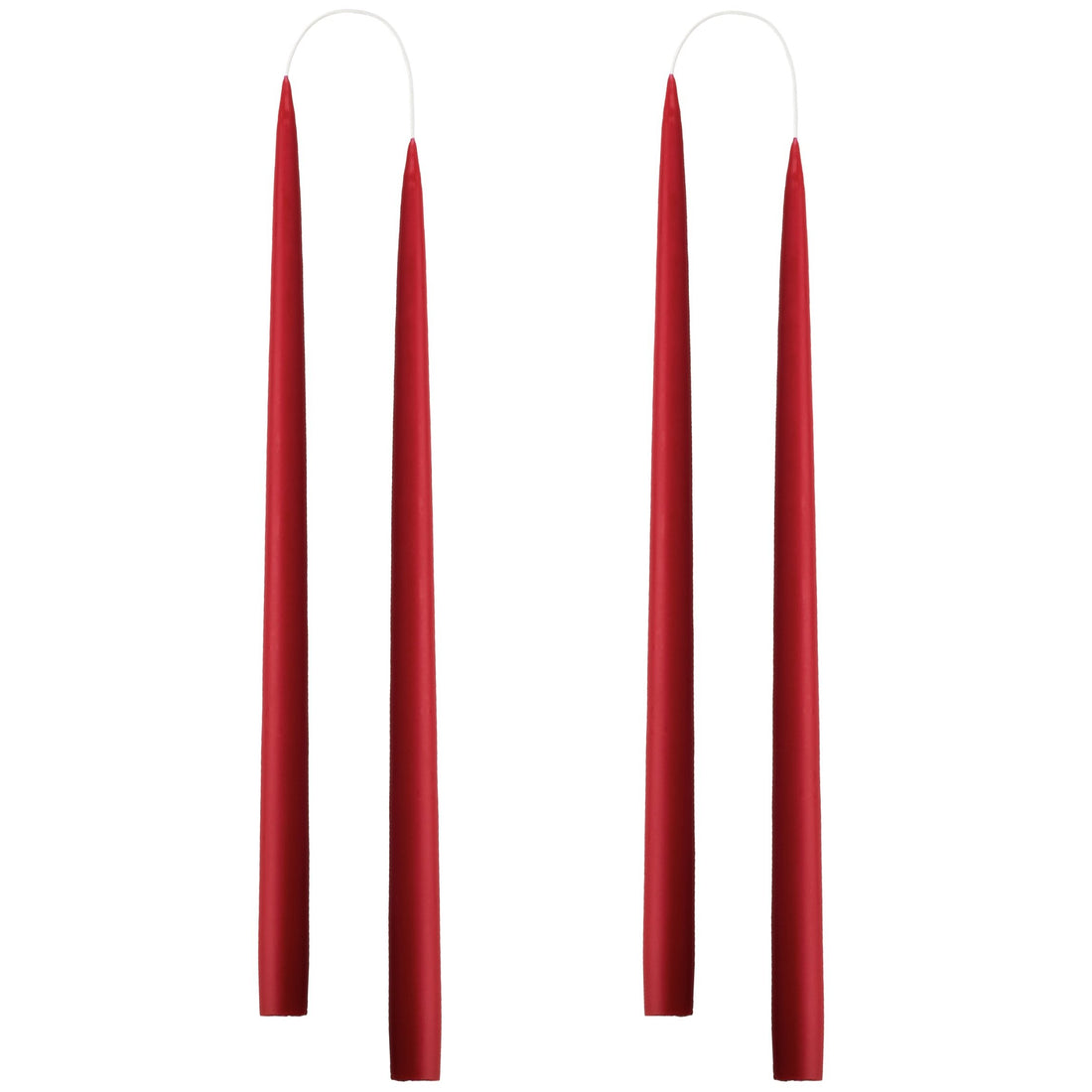 PACK 4 HAND DIPPED DYED 35cm CANDLES | DARK RED