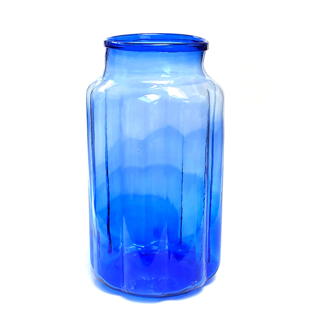 RECYCLED BLUE GLASS JAR VASE