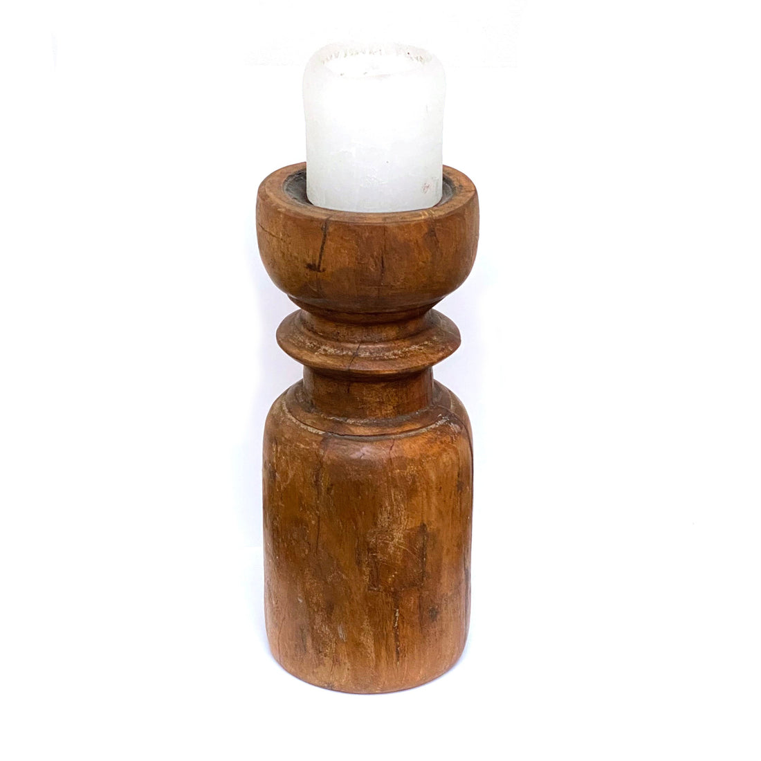 VINTAGE RECLAIMED WOODEN CANDLESTICK | A