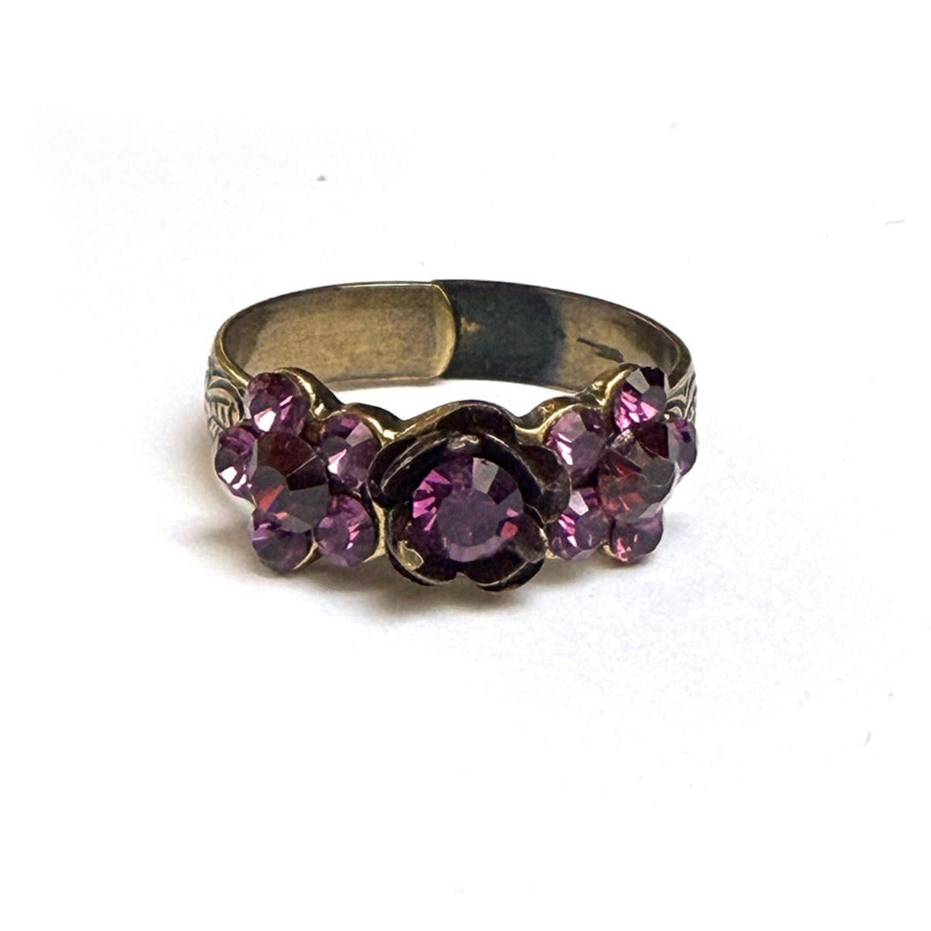 PURPLE FLOWER CUFF RING