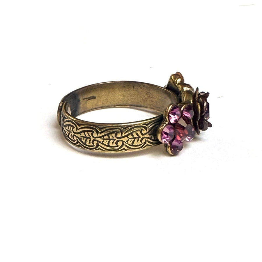 PURPLE FLOWER CUFF RING