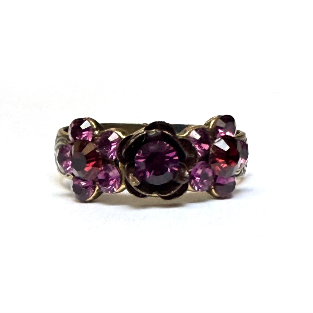 PURPLE FLOWER CUFF RING