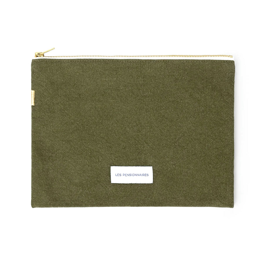 ORGANIC COTTON LARGE POUCH | CAPER GREEN