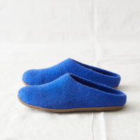 HANDMADE ECO FELT MULE SLIPPERS SUEDE SOLE | MOROCCAN BLUE