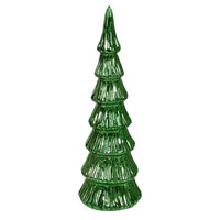 LARGE LIT GREEN GLASS CHRISTMAS TREE