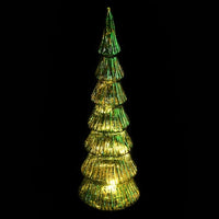 LARGE LIT GREEN GLASS CHRISTMAS TREE